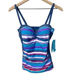 Free Country Striped Colorful Women Swim T…
